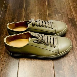 COS Leather Sneakers in Olive Green